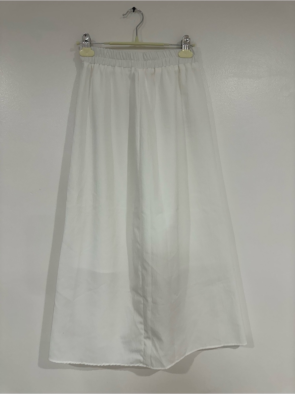 Women’s White Midi Skirt with Elastic Waist